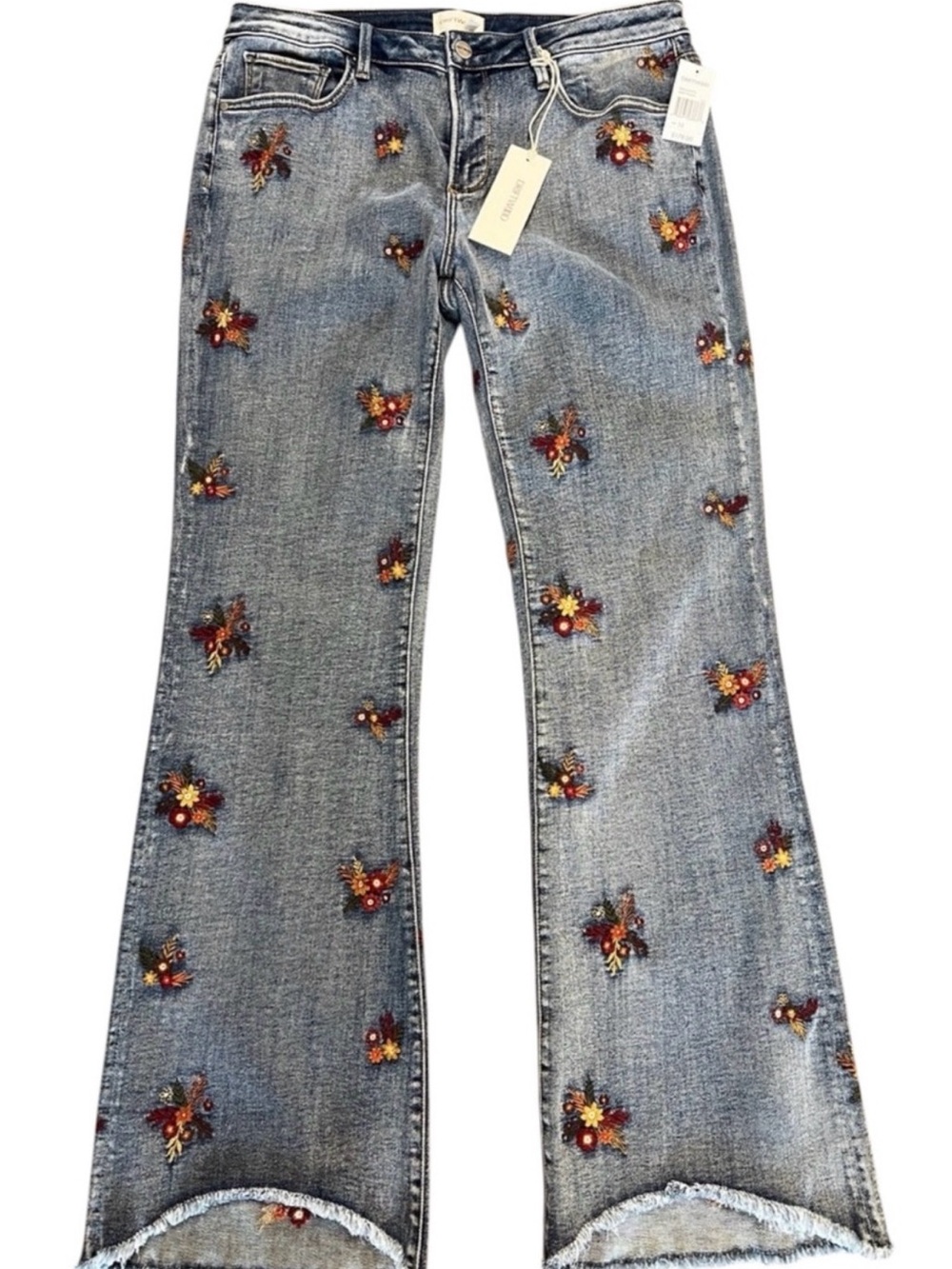DRIFTWOOD Light Blue Embroidered Flare Jeans